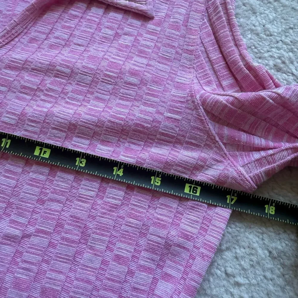 Vtg Y2K LEI Collared Shirt Pink Ribbed Coquette M Bella Swan Preppy Indie Sleaze